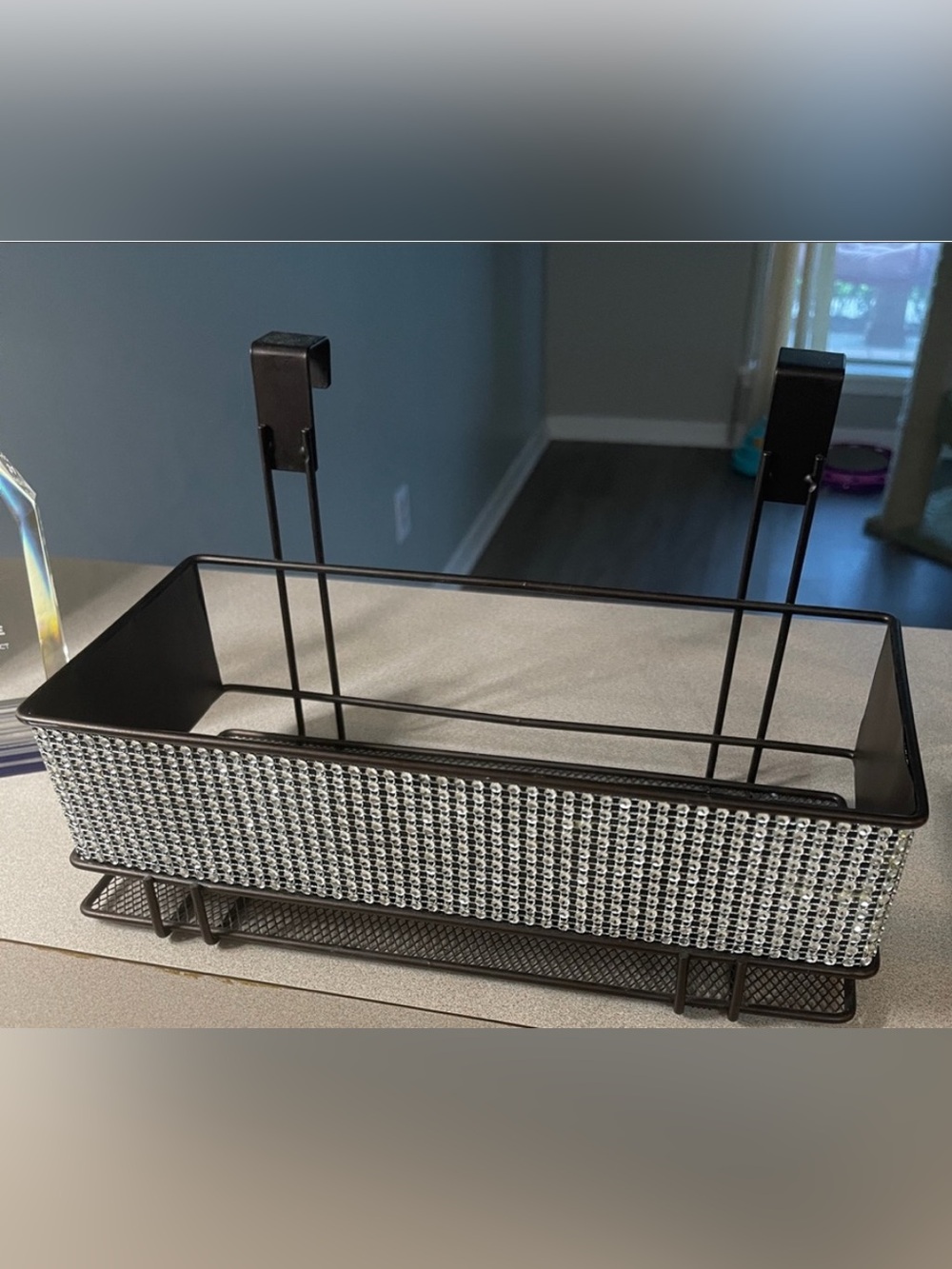 Over the door wire basket with bling